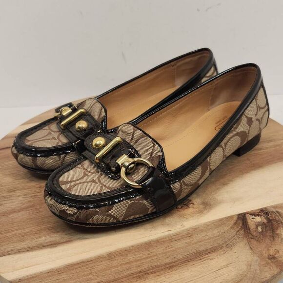 Coach Elkie Women's Monogram Loafers Size 8 B Brown - Picture 5 of 9